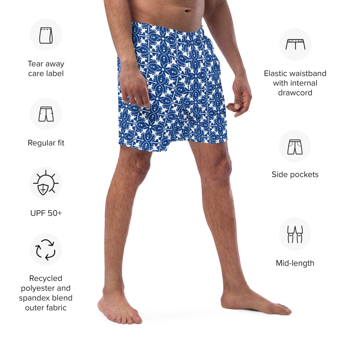 Azulejos - Blue/White - Men's Swim Trunks