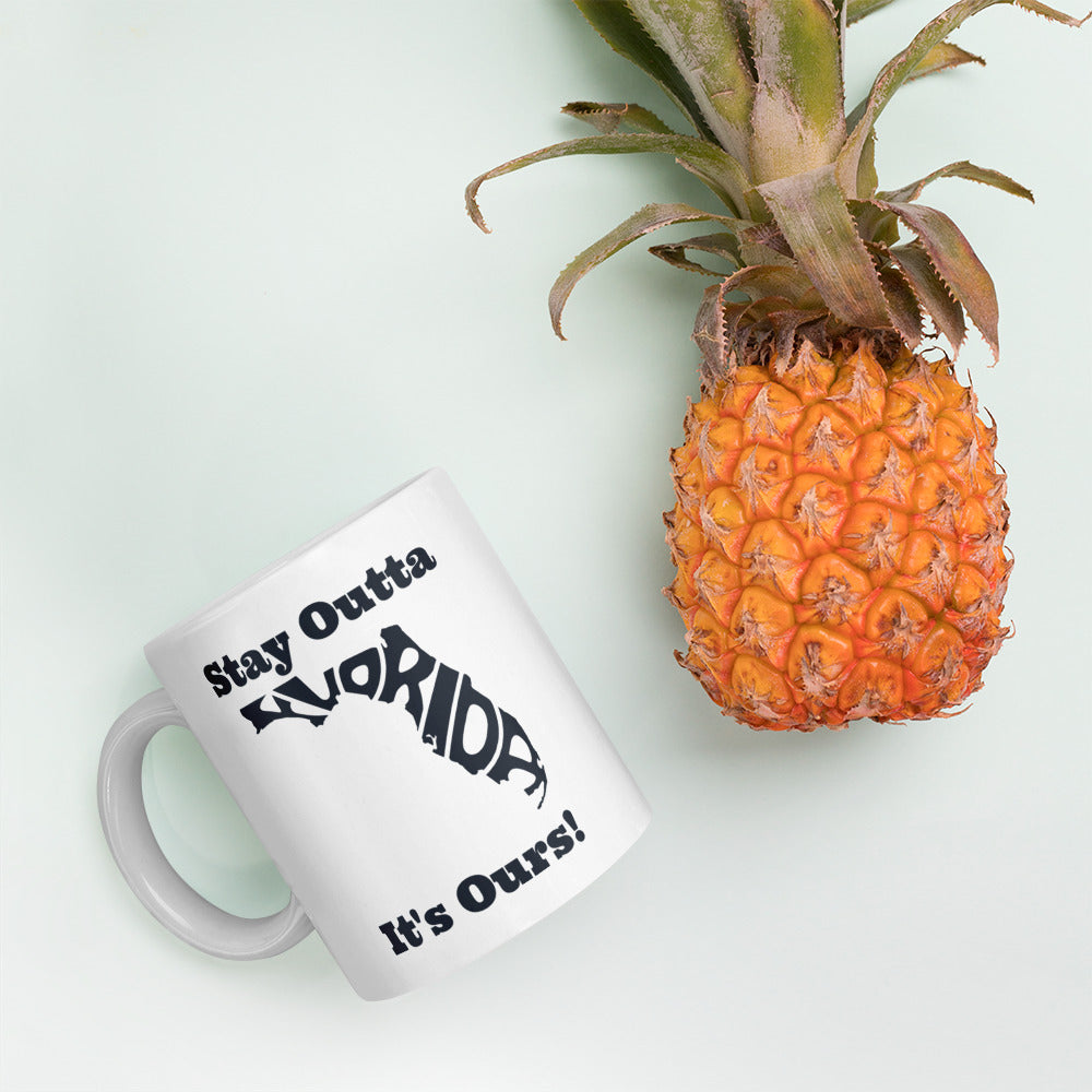 Stay Outta Florida - Black Font - White Glossy Mug