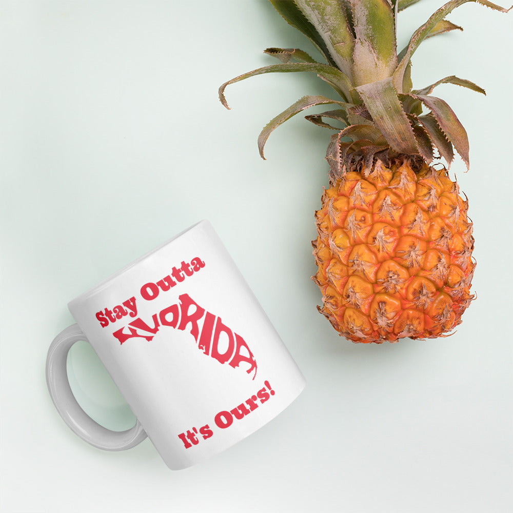 Stay Outta Florida - Red Font - White Glossy Mug