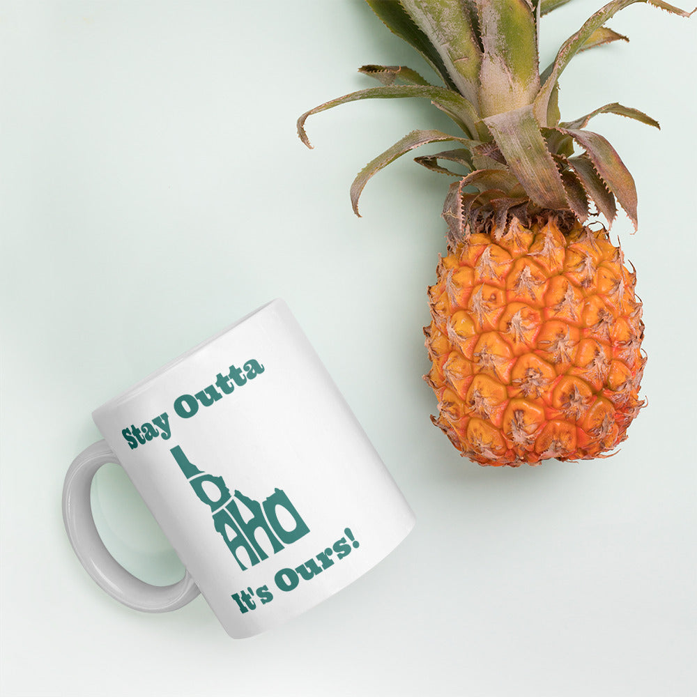 Stay Outta Idaho - Dark Green Font - White Glossy Mug