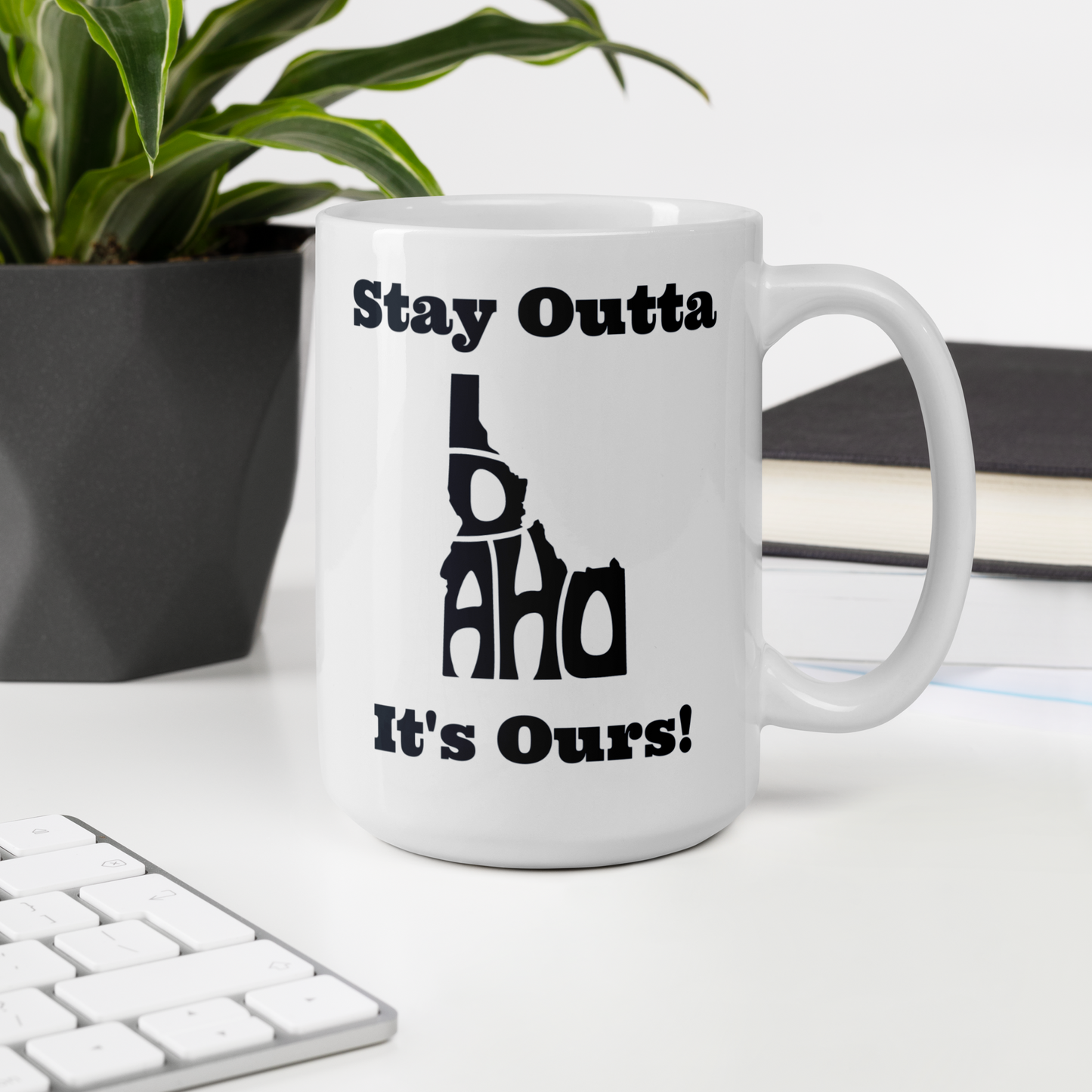 Stay Outta Idaho - Black Font - White Glossy Mug