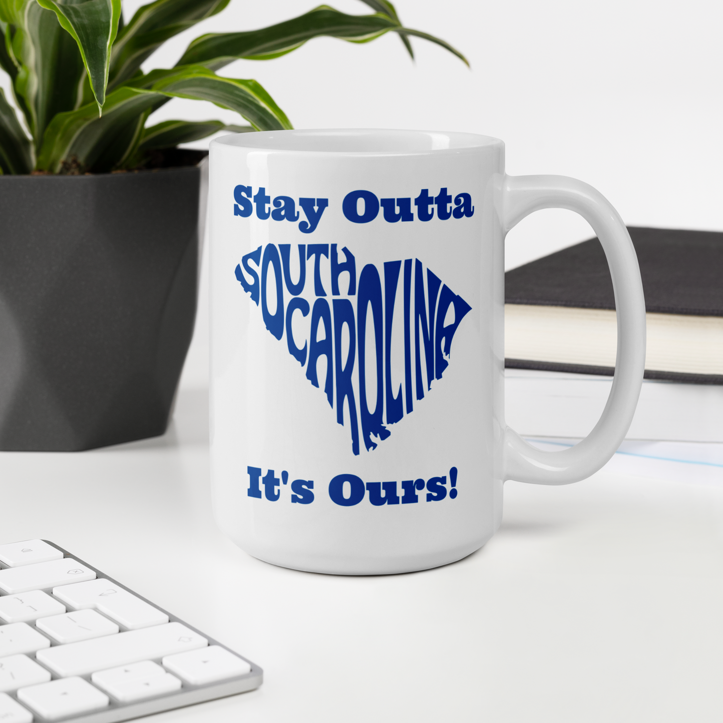 Stay Outta South Carolina - Dark Blue - White Glossy Mug