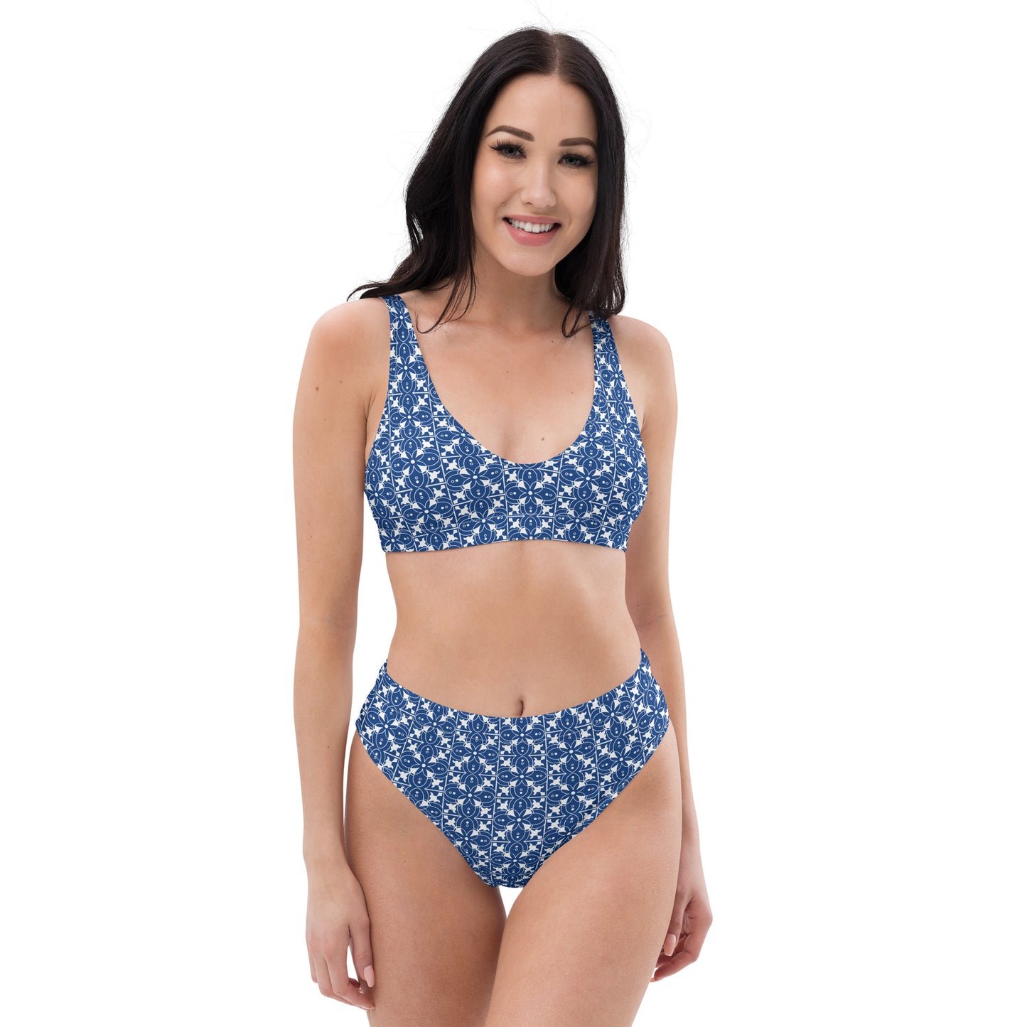 Azulejos - Blue/White - Recycled High-Waisted Bikini