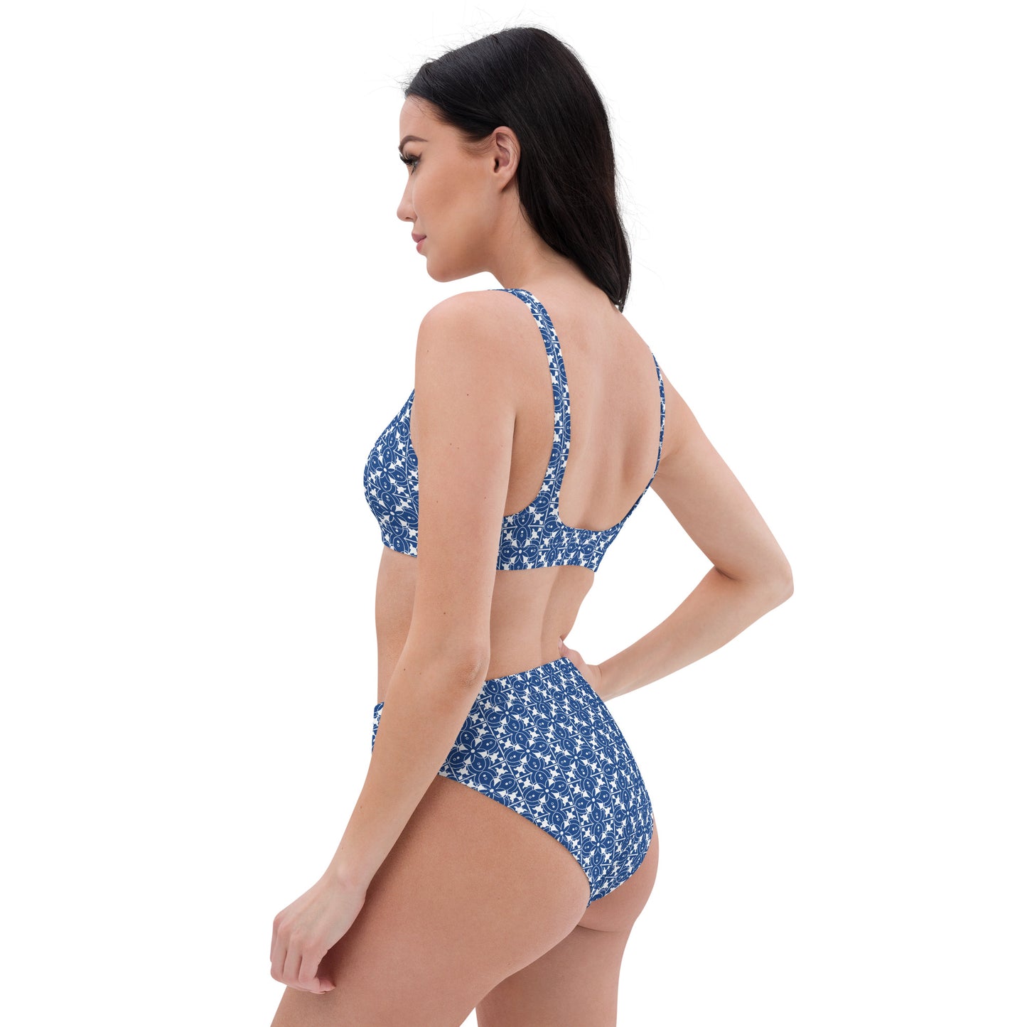 Azulejos - Blue/White - Recycled High-Waisted Bikini