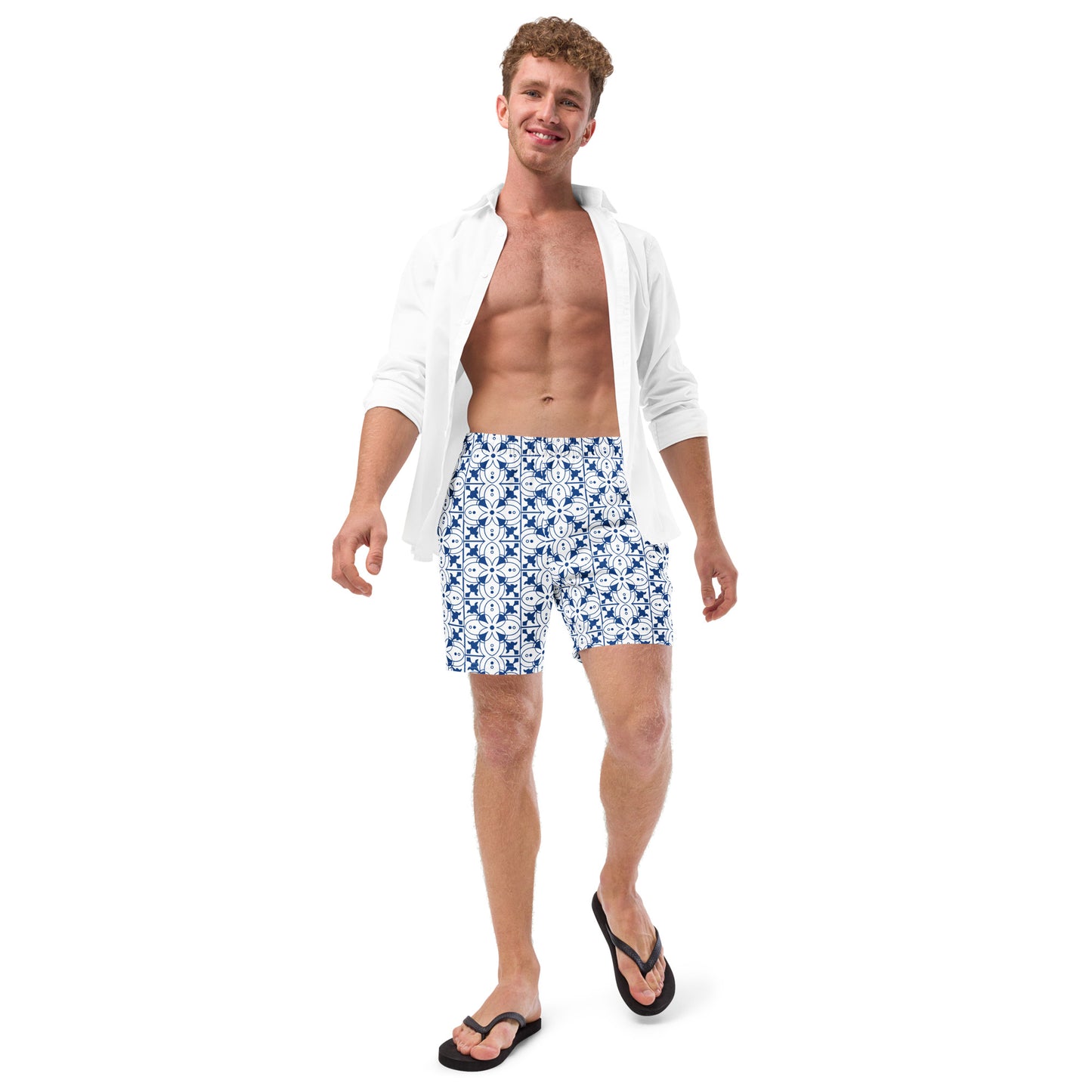 Azulejos - White/Blue - Men's Swim Trunks