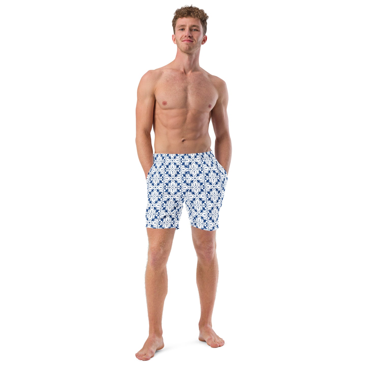 Azulejos - White/Blue - Men's Swim Trunks