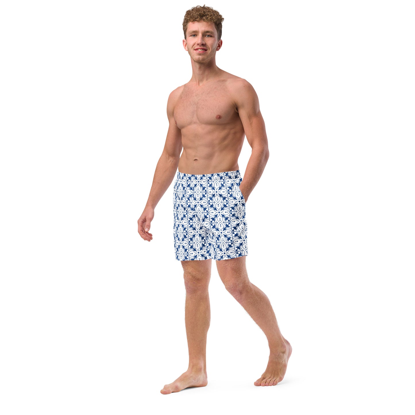 Azulejos - White/Blue - Men's Swim Trunks