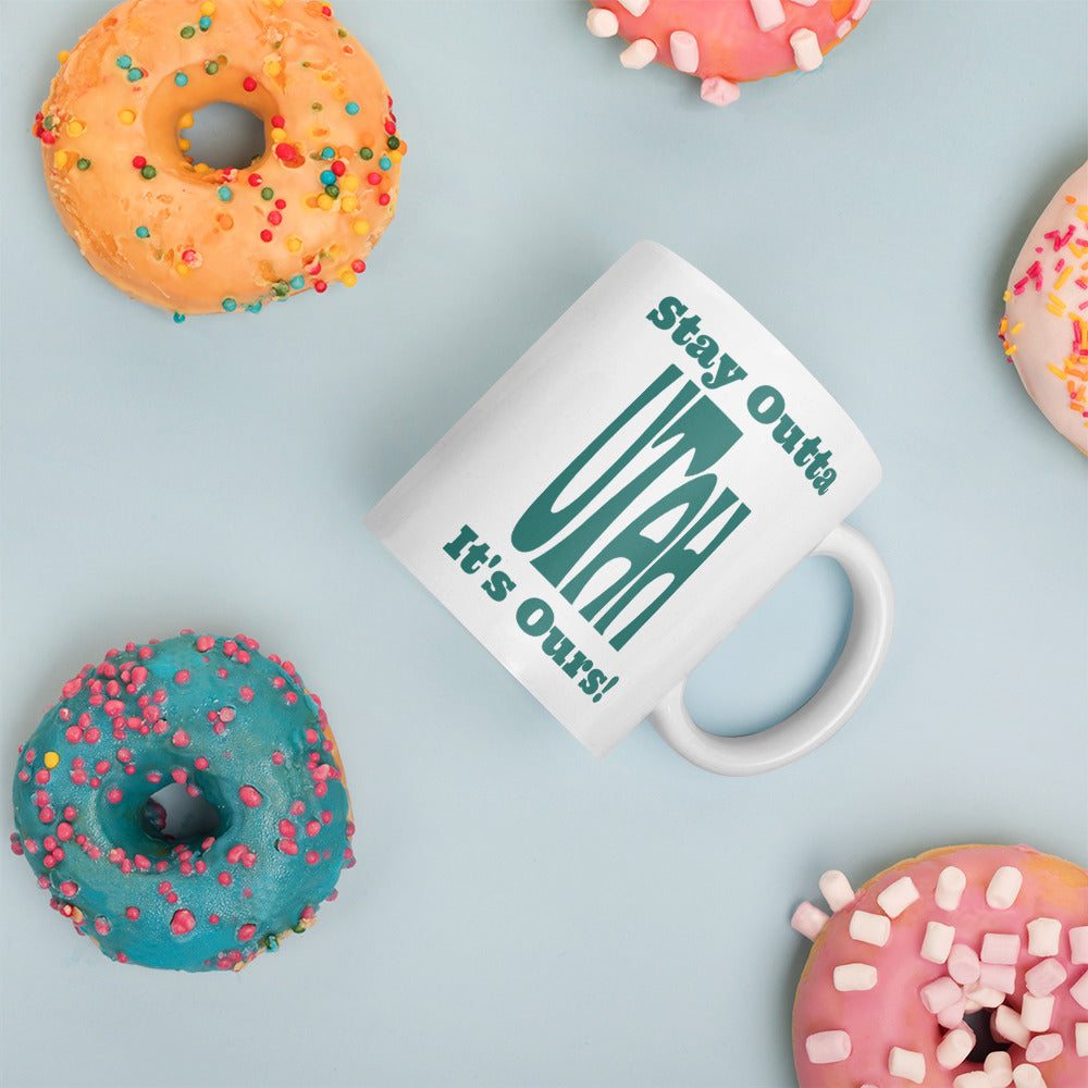 Stay Outta Utah - Dark Green Font - White Glossy Mug