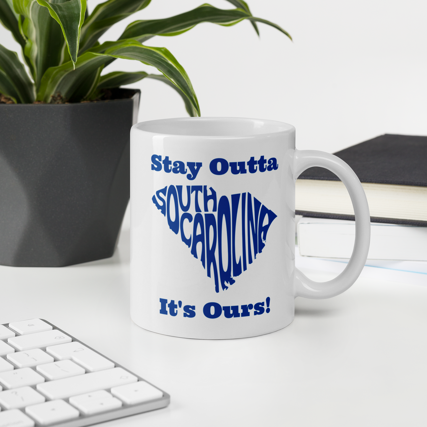 Stay Outta South Carolina - Dark Blue - White Glossy Mug