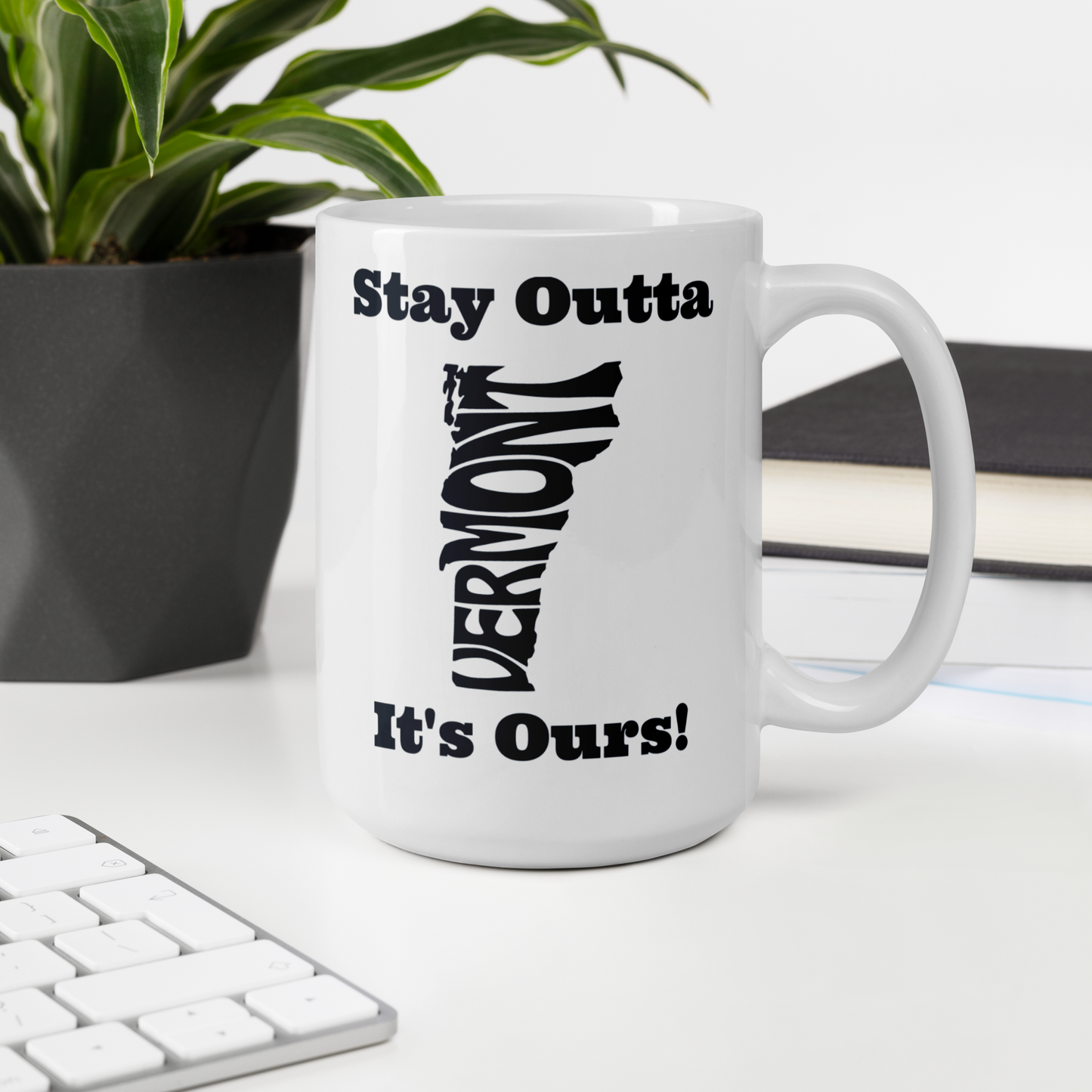 Stay Outta Vermont - Black Font - White Glossy Mug