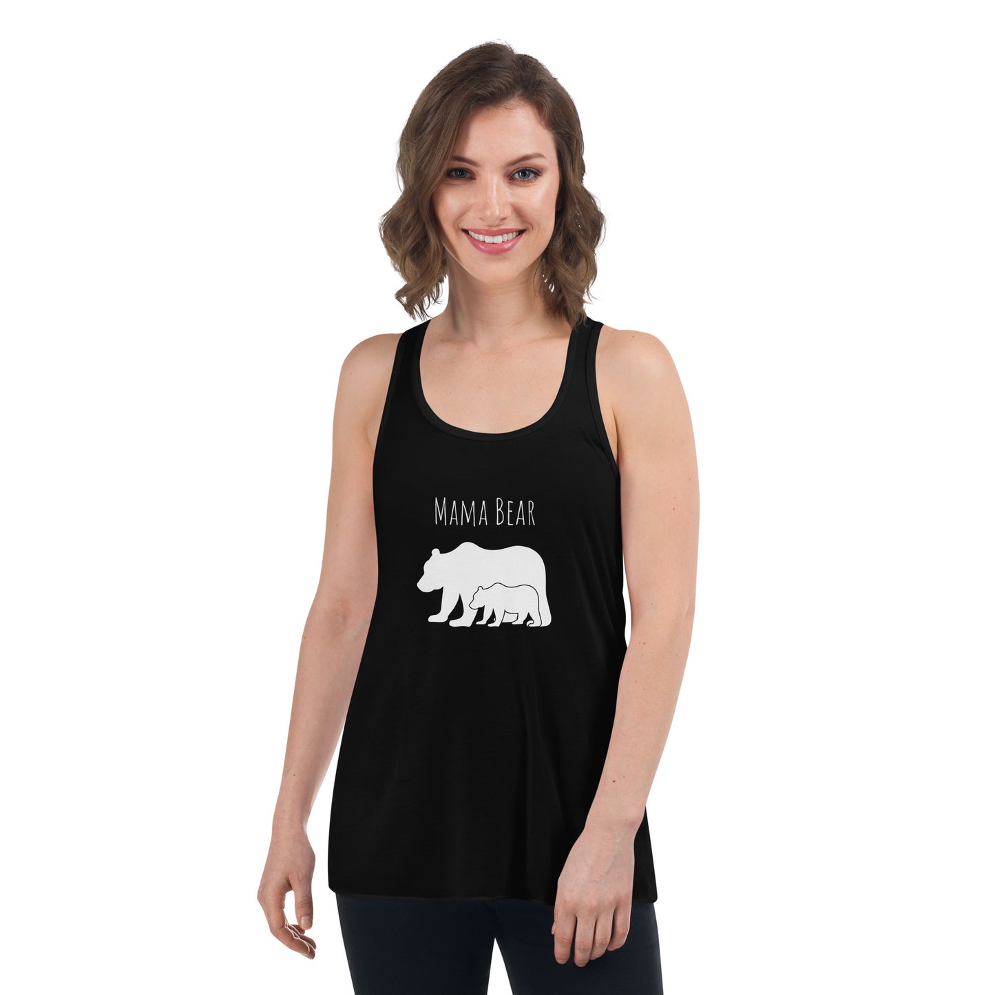 Mama Bear - Women's Flowy Racerback Tank - Black and Dark Grey Available