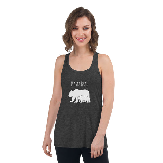 Mama Bear - Women's Flowy Racerback Tank - Black and Dark Grey Available